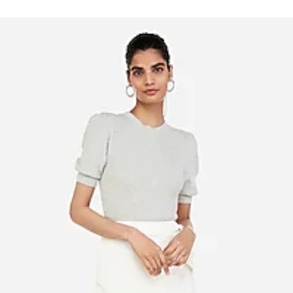 Express Crew Neck Puff Sleeve Sweater